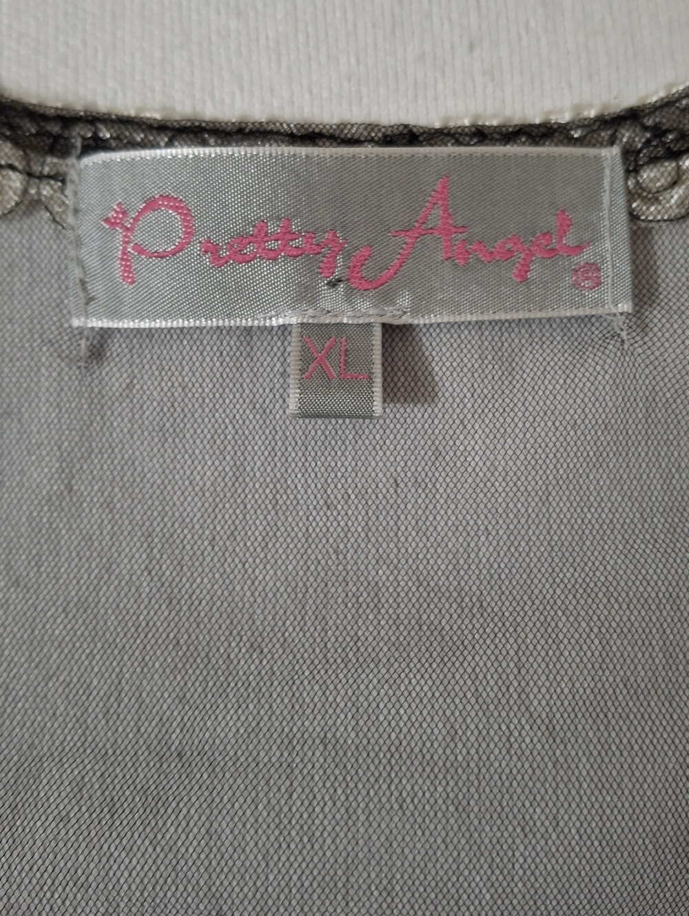 Pretty Angel Sheer Embroidered Mesh Tank Top XL Boho Lace Overlay Scalloped Hem - Picture 2 of 6